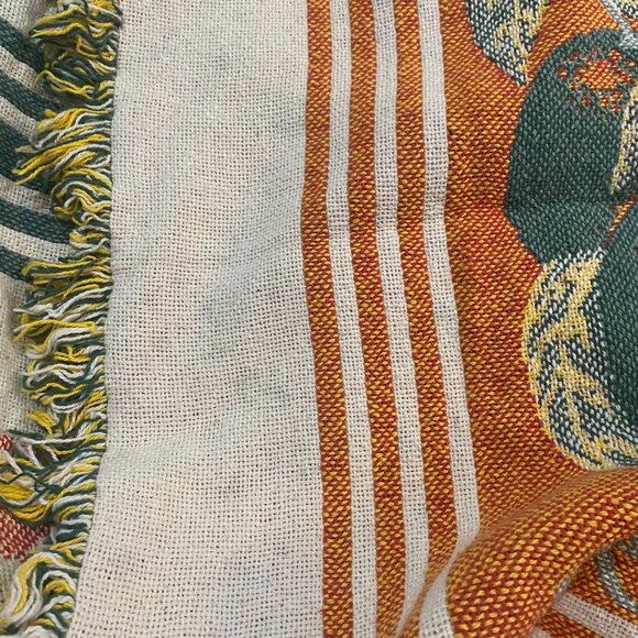 The Rug Barn Fruit Sampler Seafoam Combo Throw Blanket Cotton Vintage 57"x43" - Picture 14 of 14